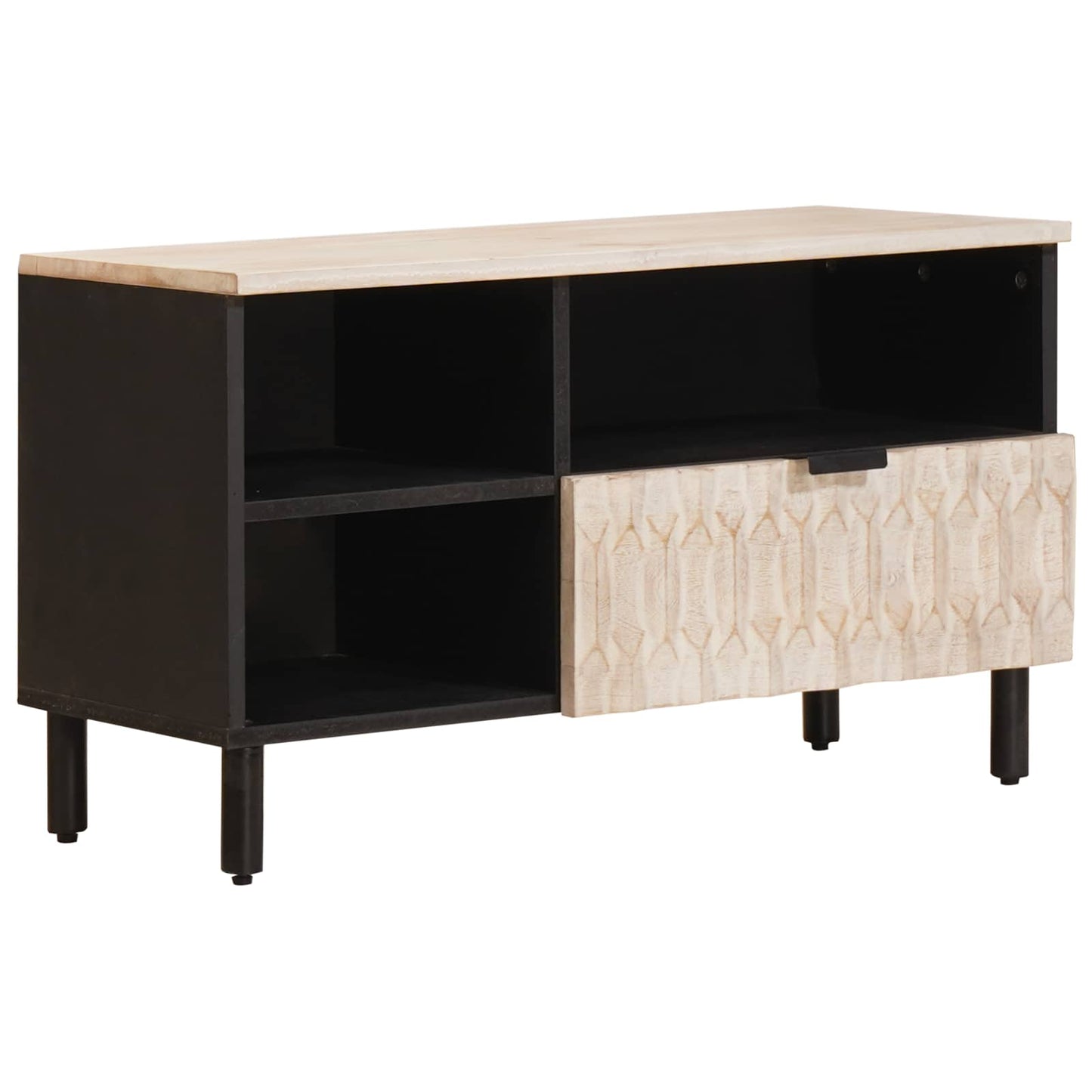 TV-skap Hvit Vask Finish 80 x 33 x 46 cm Massiv mango tre