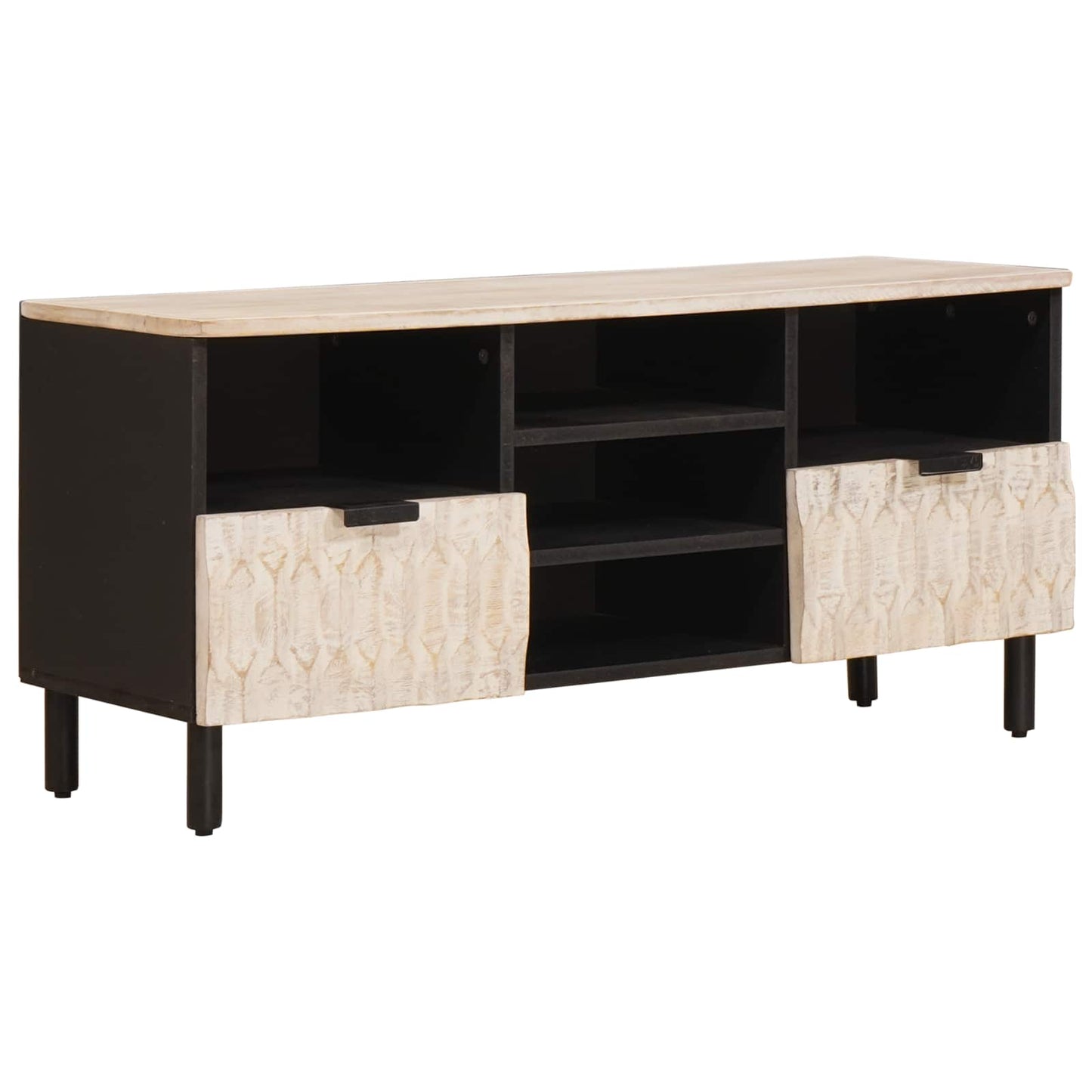 TV-skap Hvit Vask Finish 100 x 33 x 46 cm Massiv mango tre