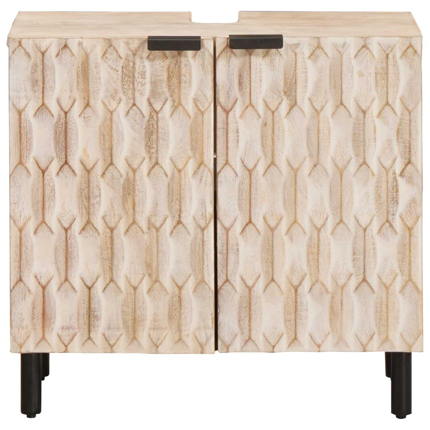 Baderomsvaskeskap med dør Hvit 62 x 33 x 58 cm Massiv mango tre