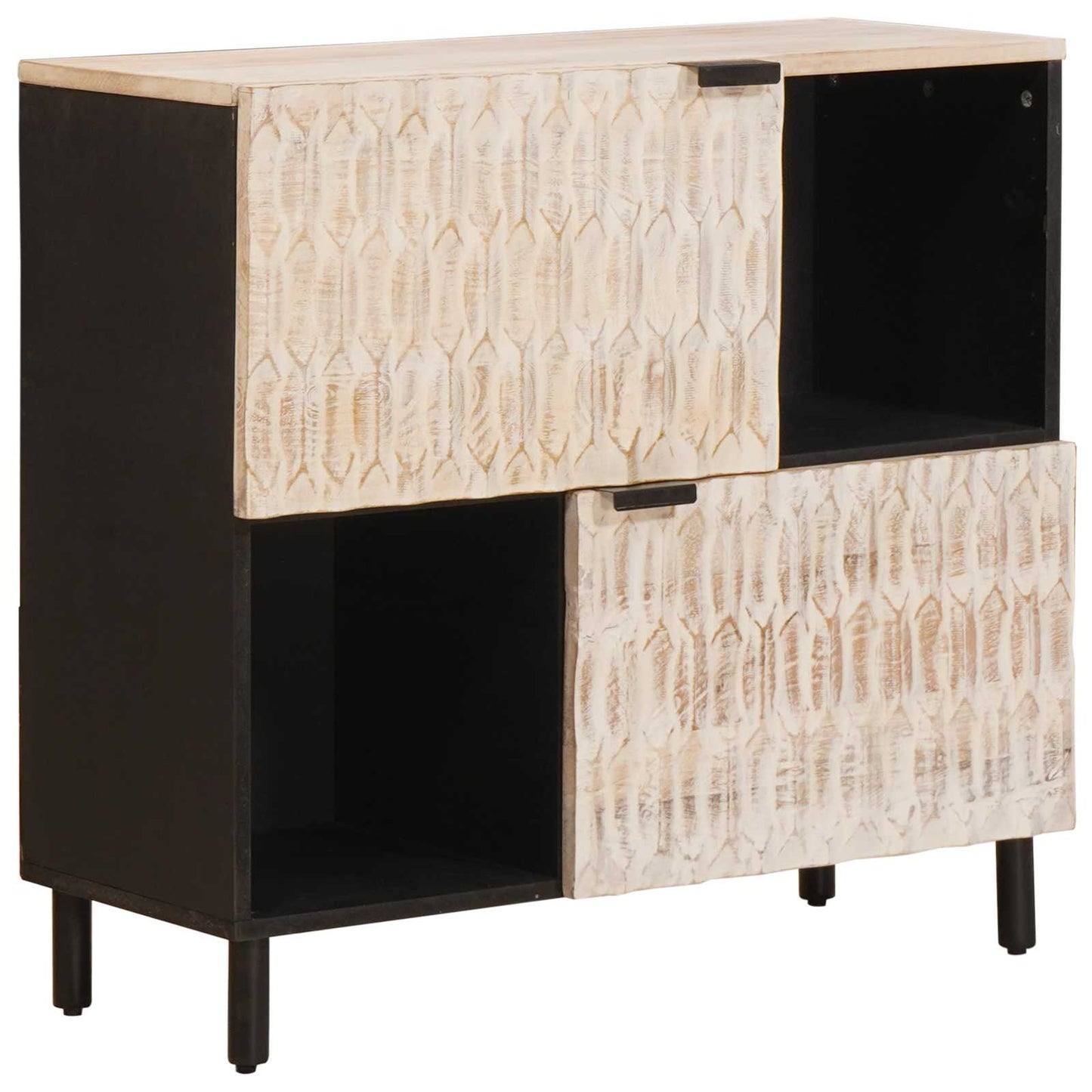 Serviesskap Hvit Vask Finish 80 x 33 x 75 cm Massiv mango tre