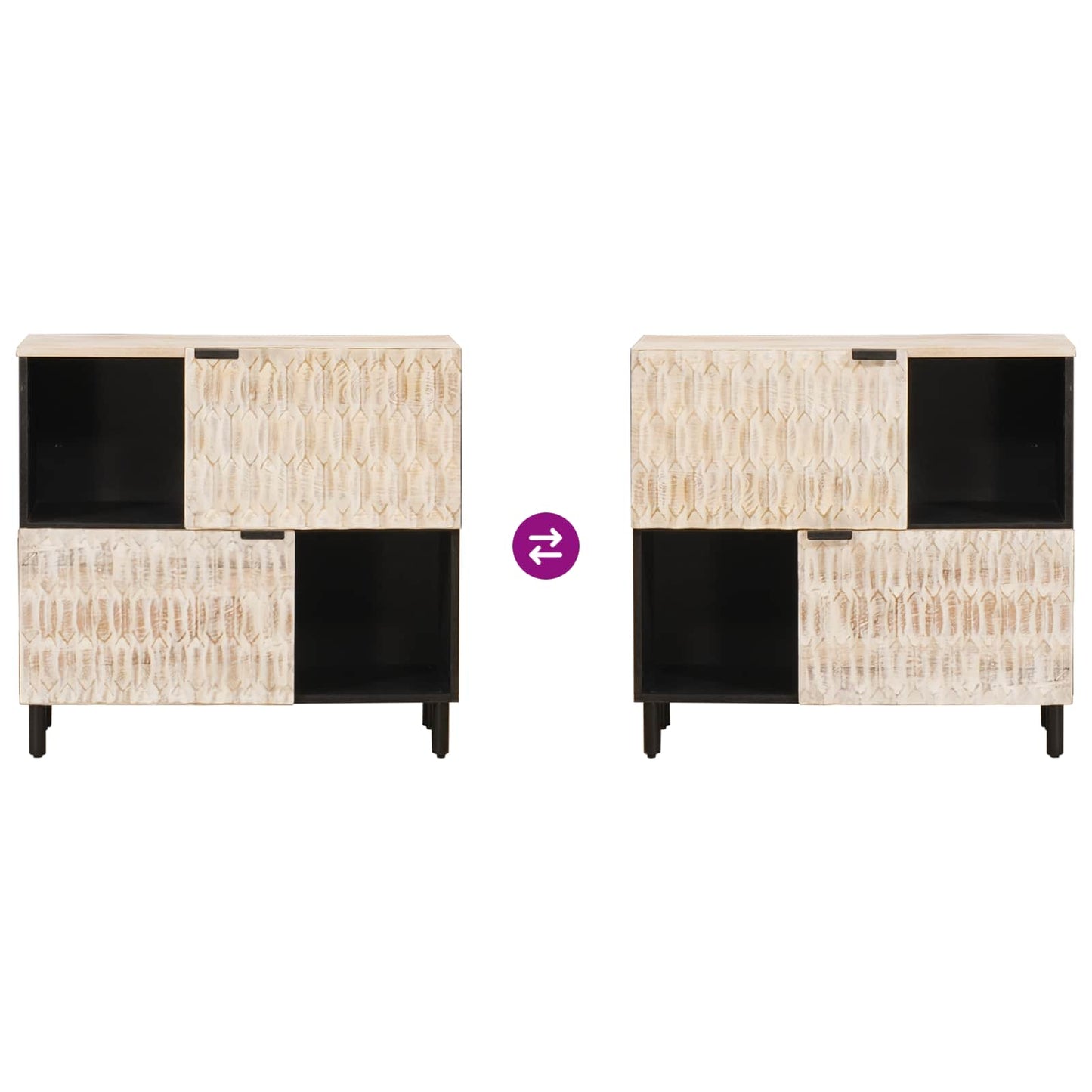 Serviesskap Hvit Vask Finish 80 x 33 x 75 cm Massiv mango tre