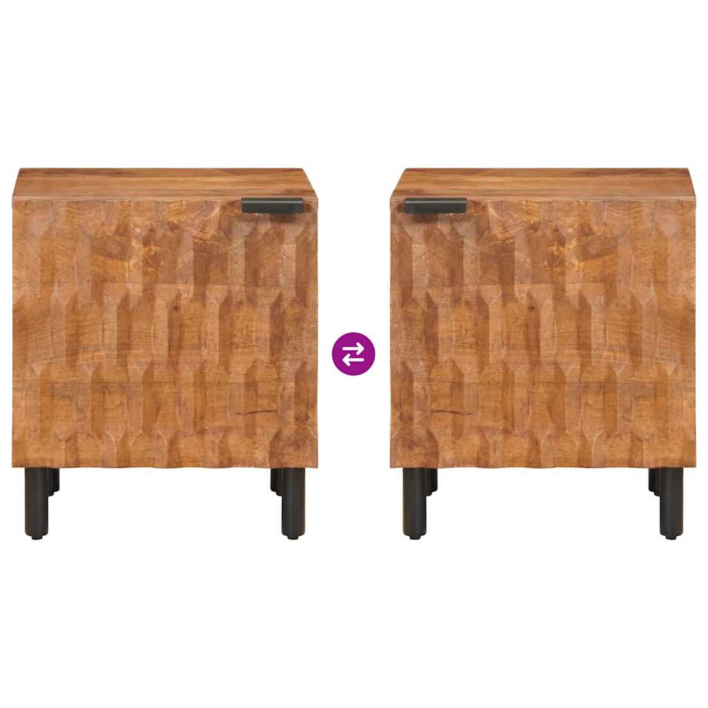 Nattbordskap 2 pcs Brun 40 x 33 x 46 cm Massiv mango tre