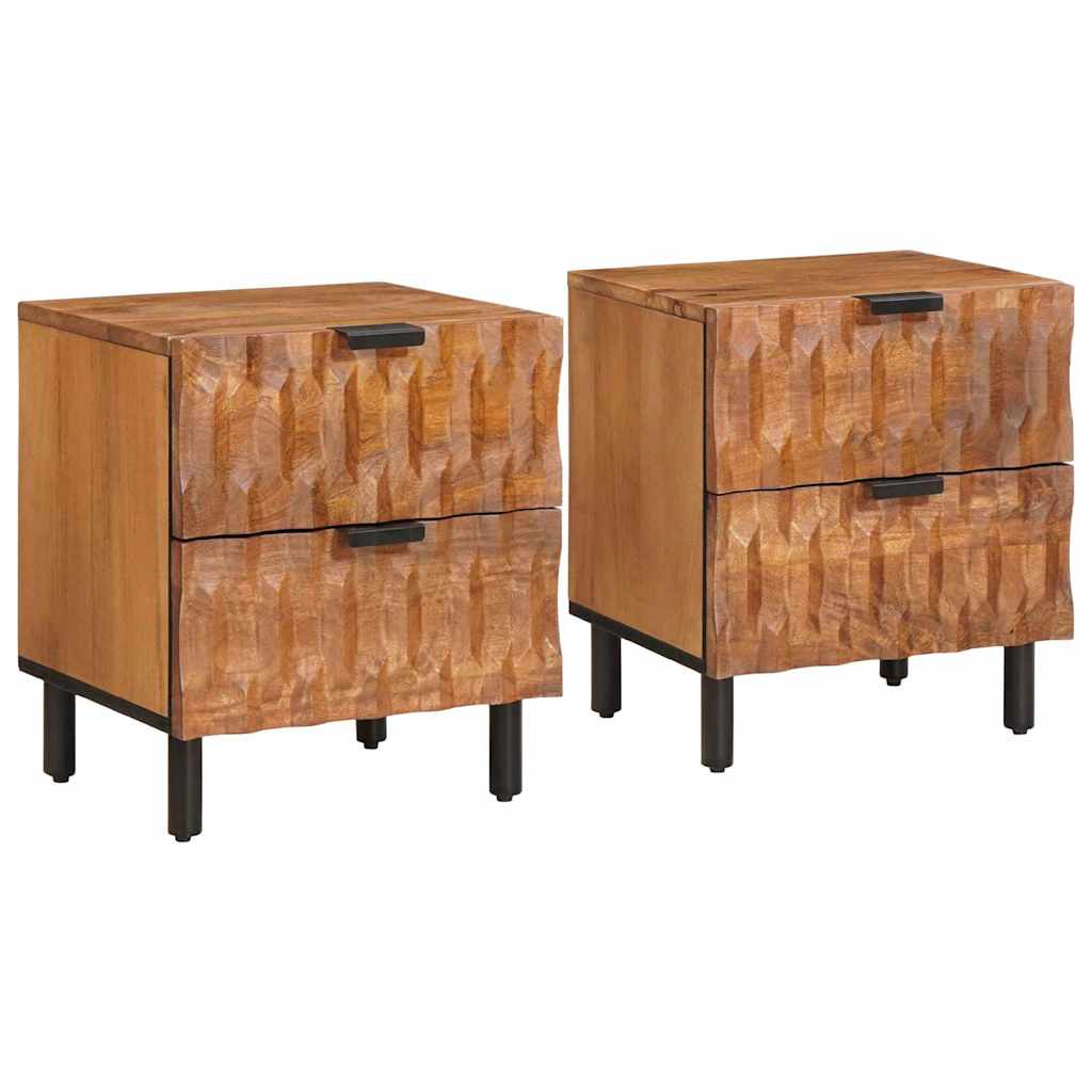 Nattbordskap 2 pcs Brun 40 x 33 x 46 cm Massiv mango tre
