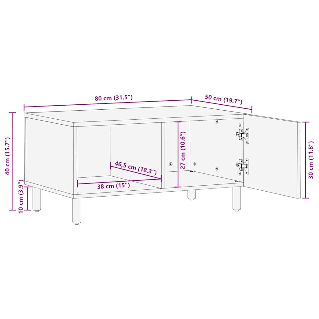 Kaffebord Brun 80 x 50 x 40 cm Massiv mango tre