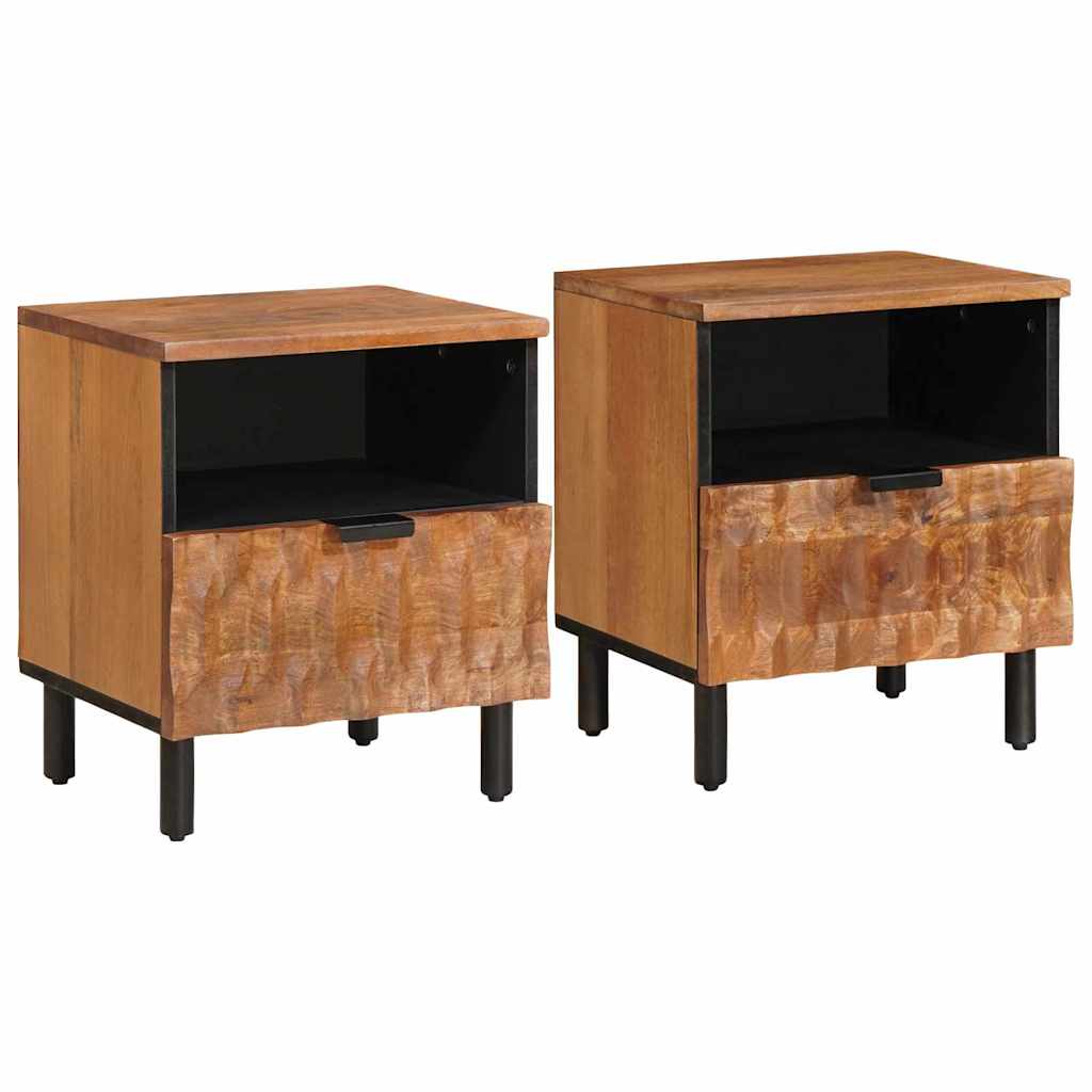 Nattbordskap 2 pcs Brun 40 x 33 x 46 cm Massiv mango tre