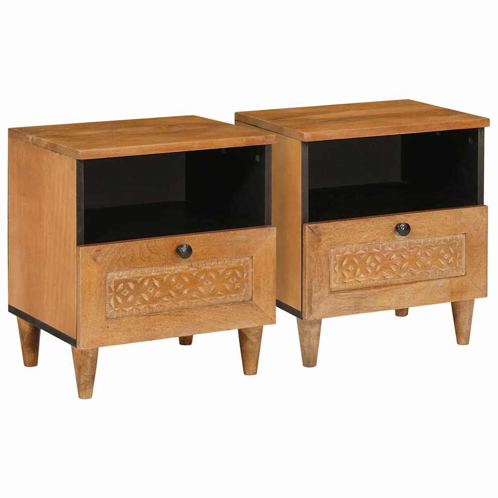 Nattbordskap 2 stk. Lys Brun 40 x 33 x 46 cm Konstruert tre