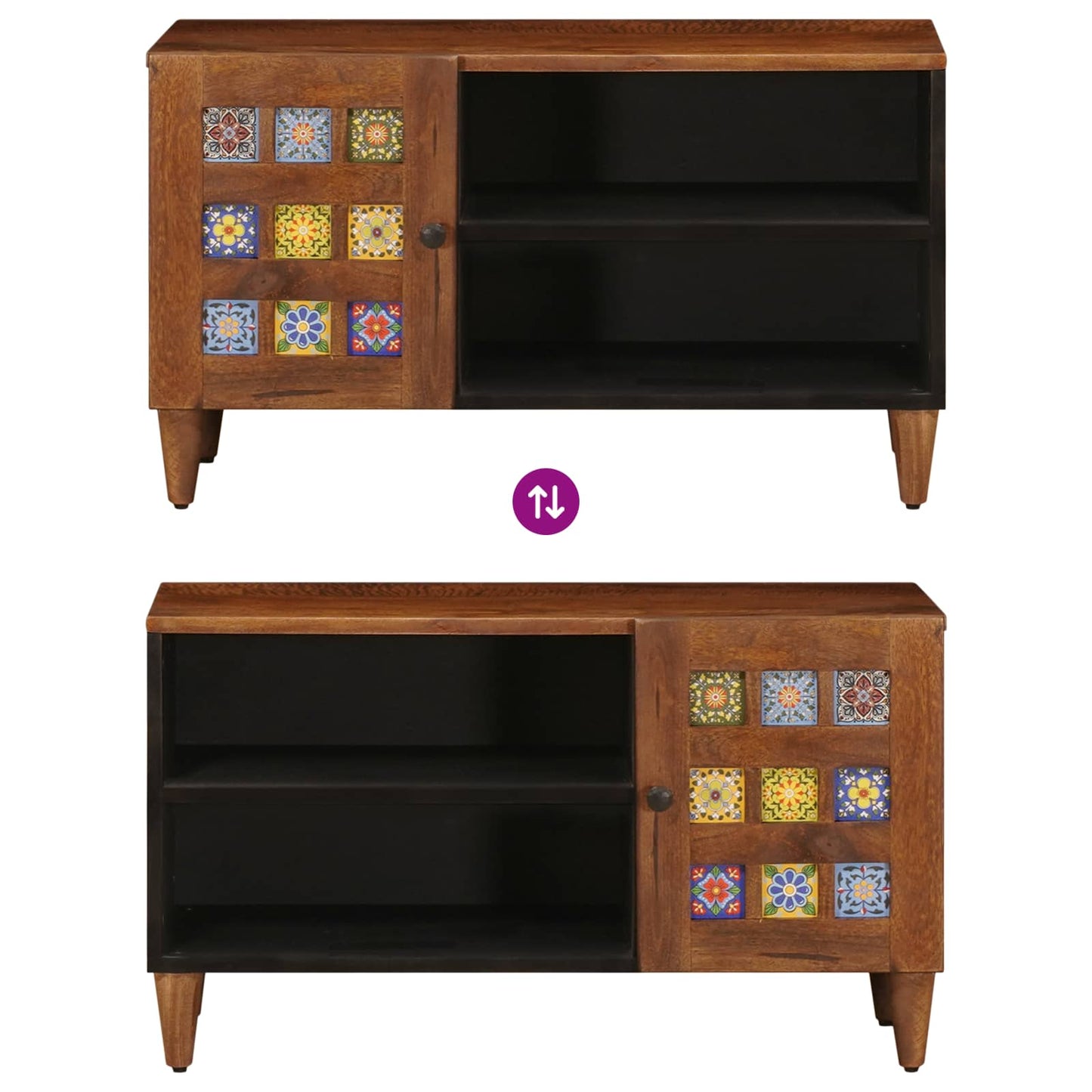 TV-skap med lagring Valnøtt 80 x 33 x 46 cm Massiv mango tre