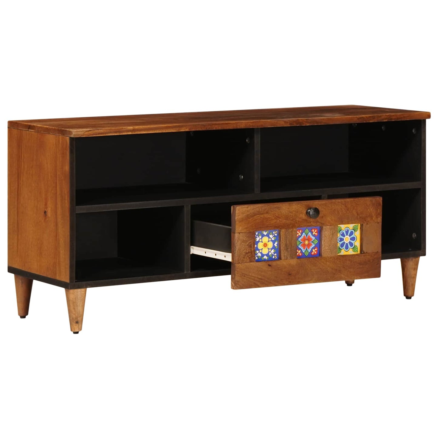 TV-skap med skuff Valnøtt 100 x 33 x 46 cm Massiv mango tre