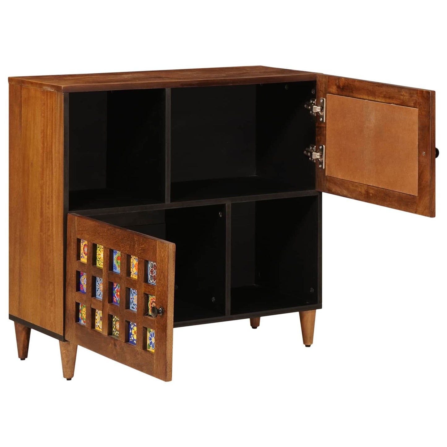 Serviesskap med dør Valnøtt 80 x 33 x 75 cm Massiv mango tre