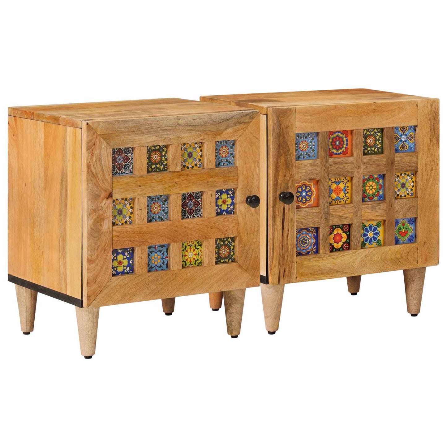 Nattbordskap 2 pcs Naturlig 40 x 33,5 x 46 cm Massiv mango tre vidaXL