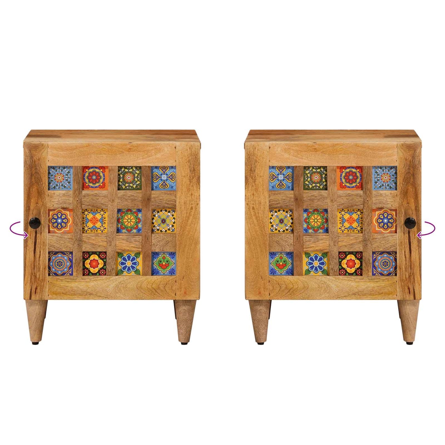 Nattbordskap 2 pcs Naturlig 40 x 33,5 x 46 cm Massiv mango tre vidaXL