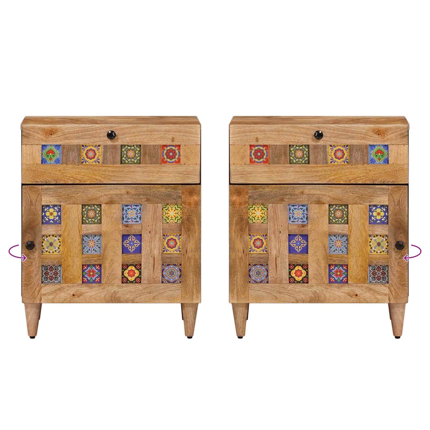 Nattbordskap Naturlig 50 x 33 x 60 cm Massiv mango tre vidaXL