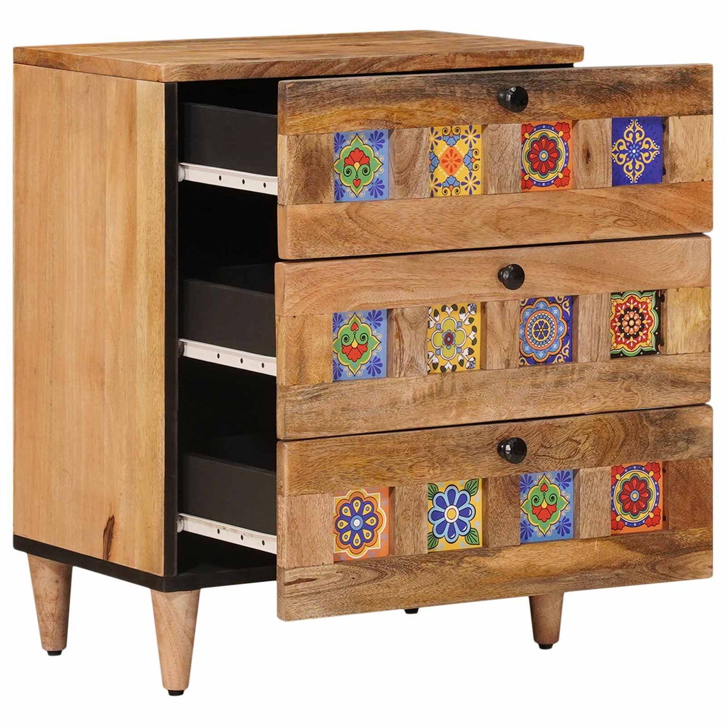 Nattbordskap Naturlig 50 x 33 x 62 cm Massiv mango tre vidaXL