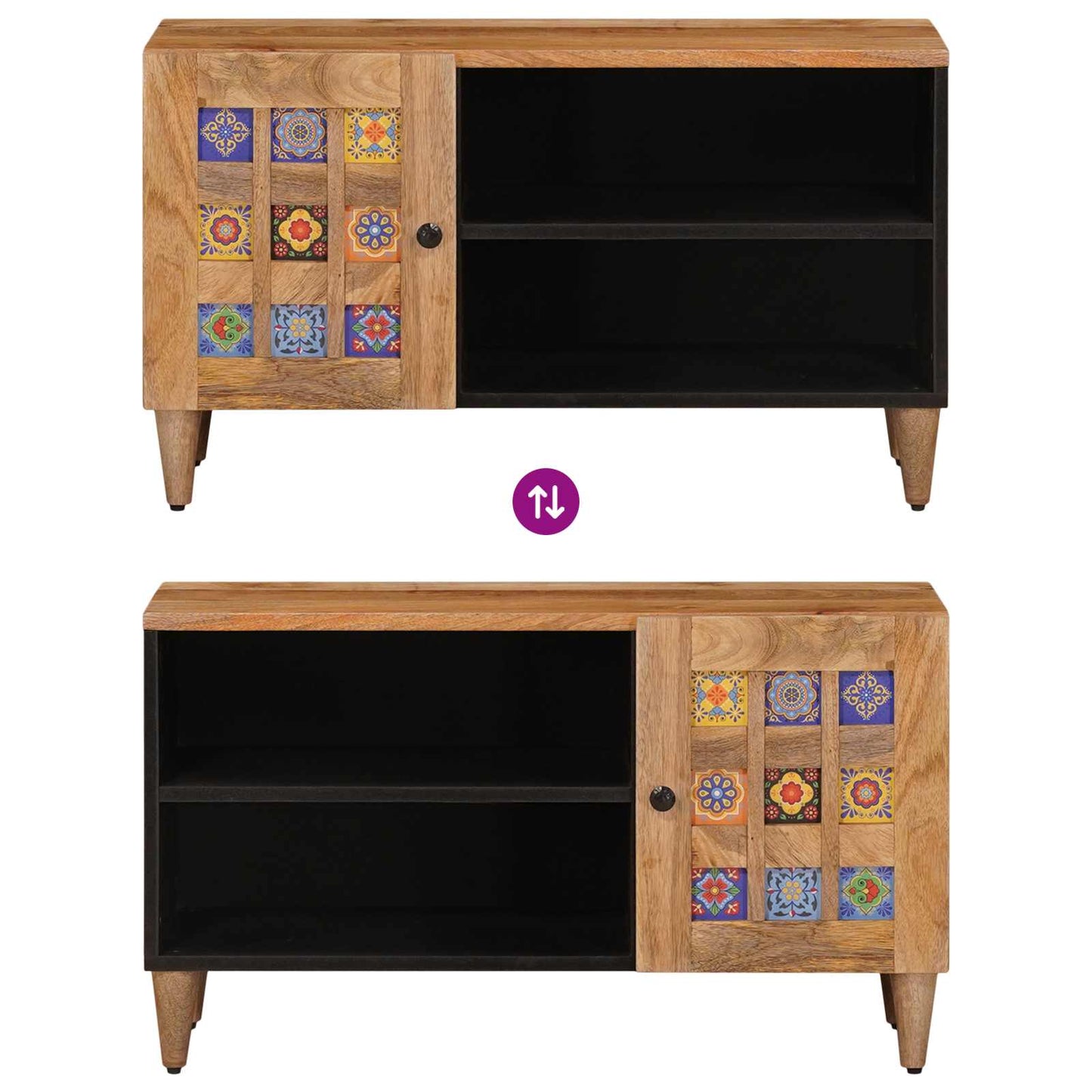TV-skap med lagring Naturlig 80 x 31,5 x 46 cm Massiv mango tre vidaXL