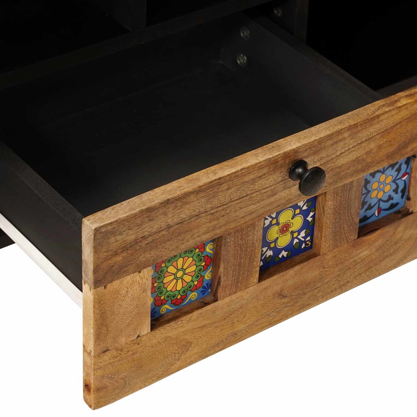 TV-skap med skuff Naturlig 100 x 33,5 x 46 cm Massiv mango tre vidaXL