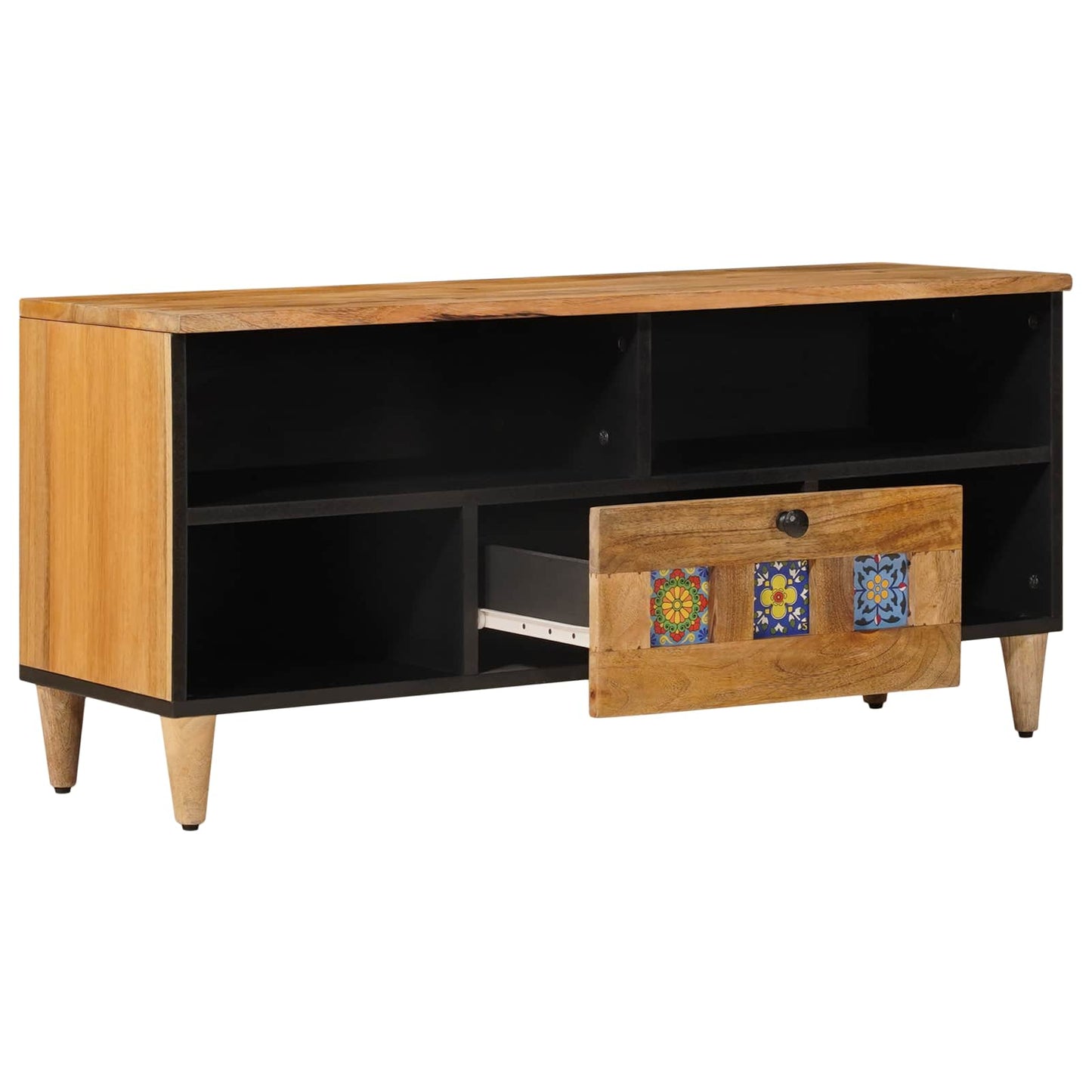 TV-skap med skuff Naturlig 100 x 33,5 x 46 cm Massiv mango tre vidaXL