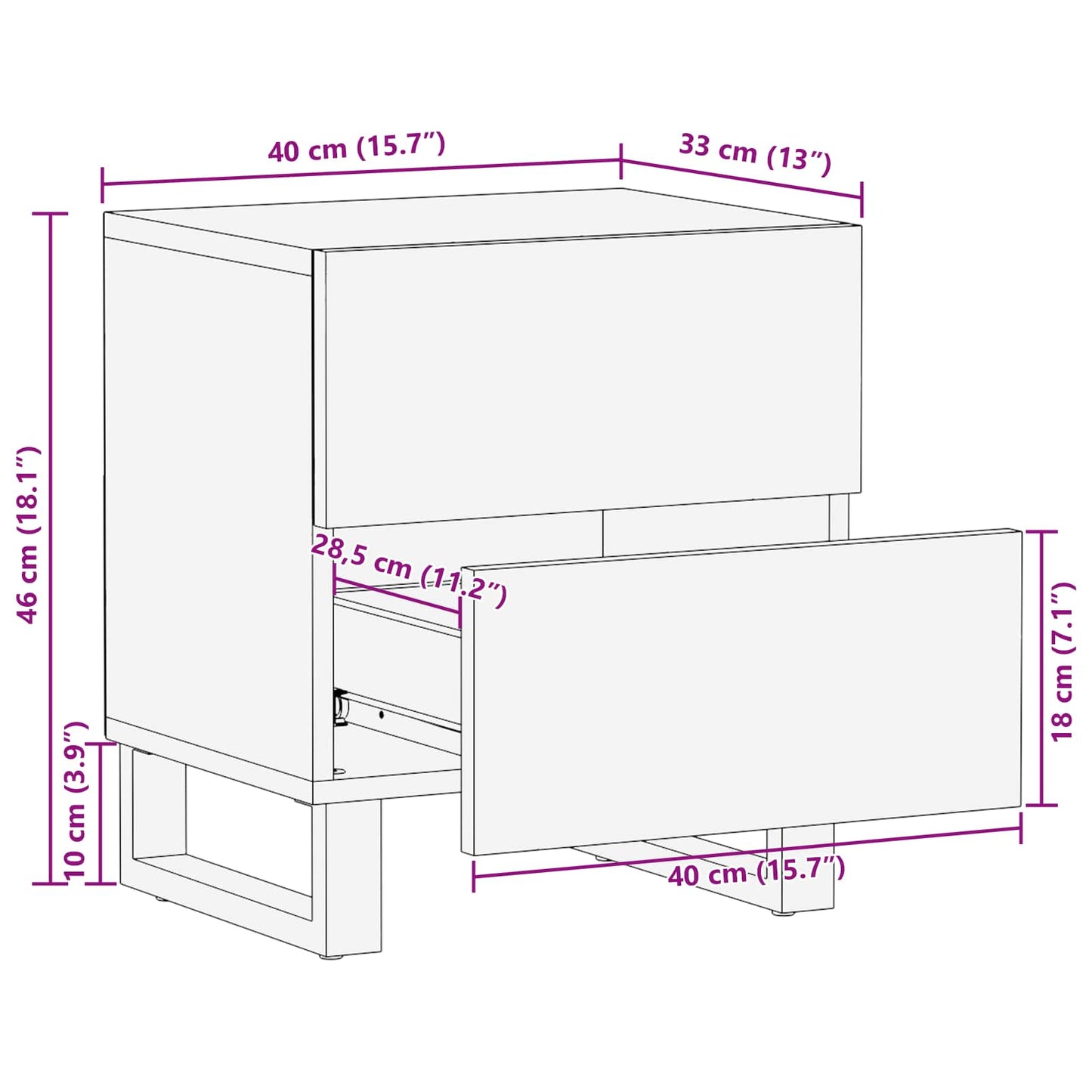 Nattbordskap med skuff Brun 40 x 33 x 46 cm Massiv mango tre