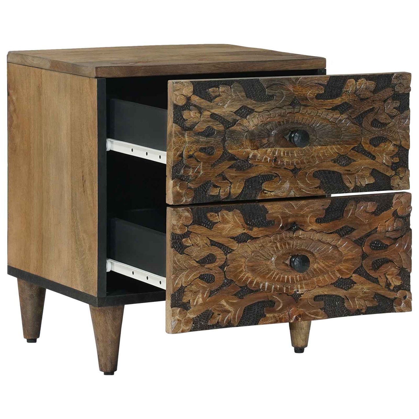 Nattbordskap med skuff Brun 40 x 33,5 x 46 cm Massiv mango tre