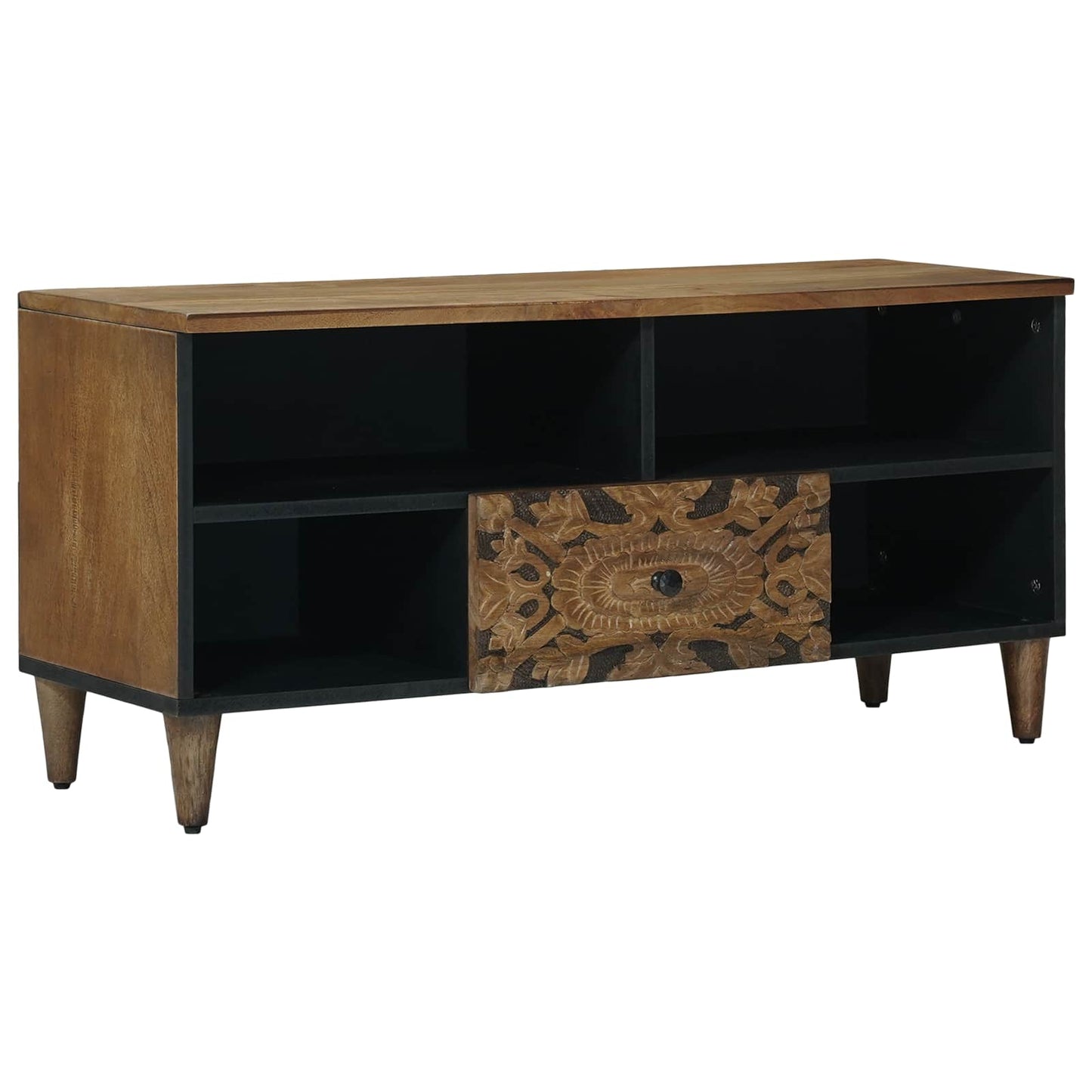 TV-skap med skuff Brun 100 x 33,5 x 46 cm Massiv mango tre