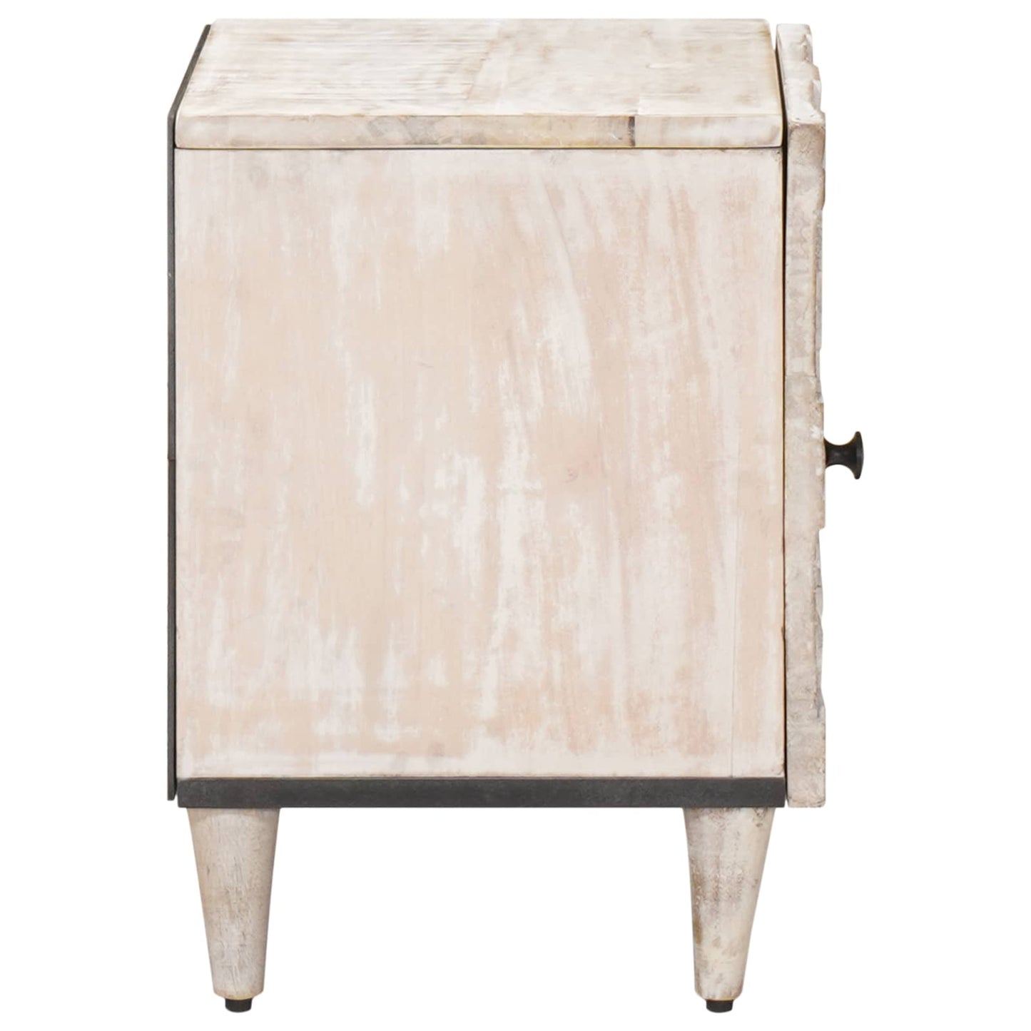 Nattbordskap Hvit 40 x 33,5 x 46 cm Massiv mango tre