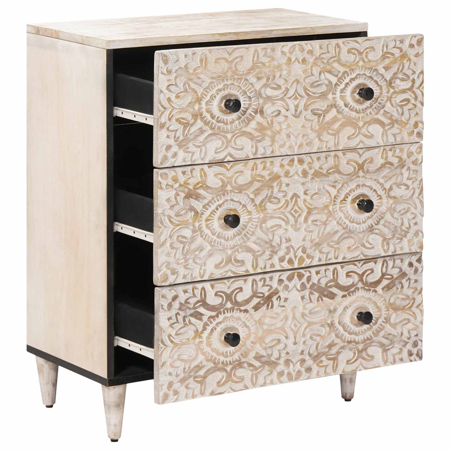 Oppbevaringssideboard Hvit 60 x 33,5 x 75 cm Massiv mango tre