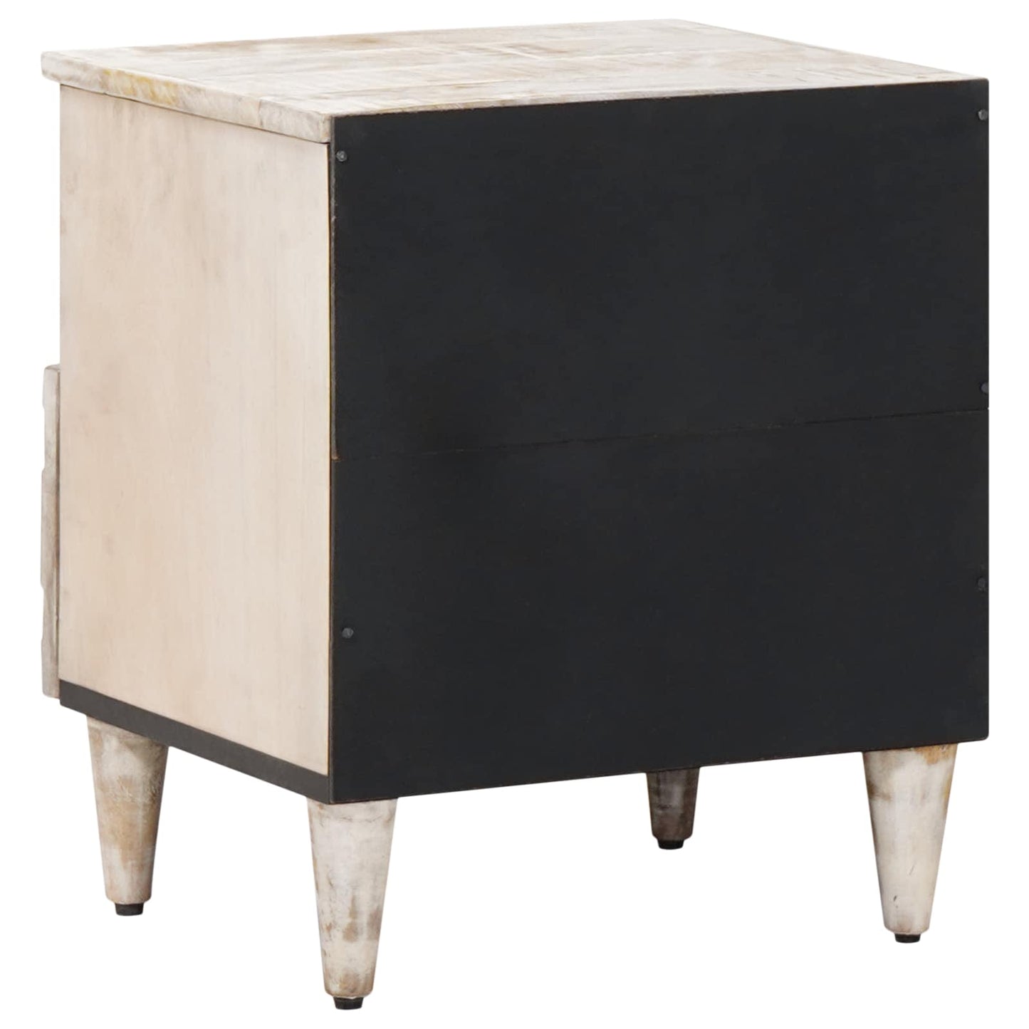 Sengekabinett med skuff Hvit 40 x 33 x 46 cm Massiv mango tre