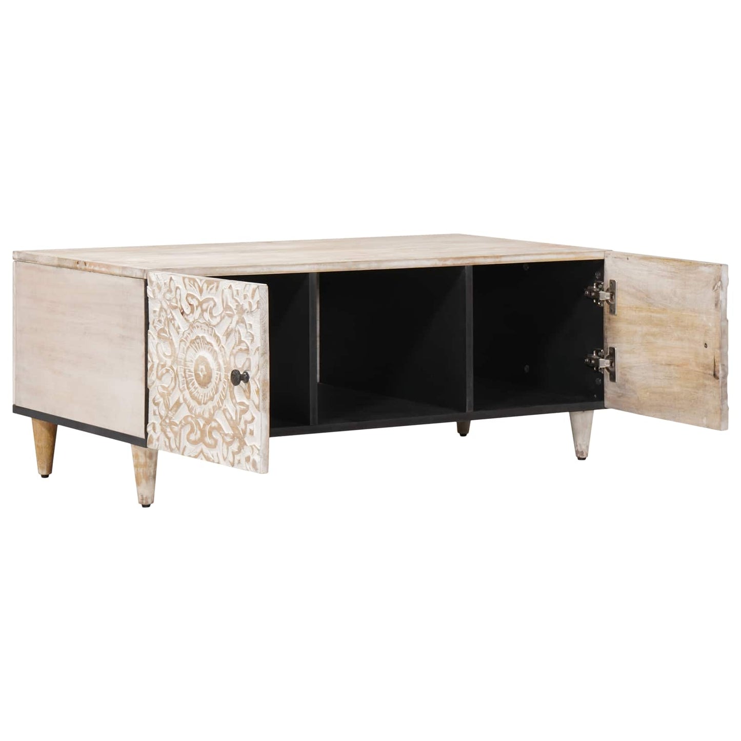 Kaffebord Hvit 100 x 54 x 40 cm Massiv mango tre
