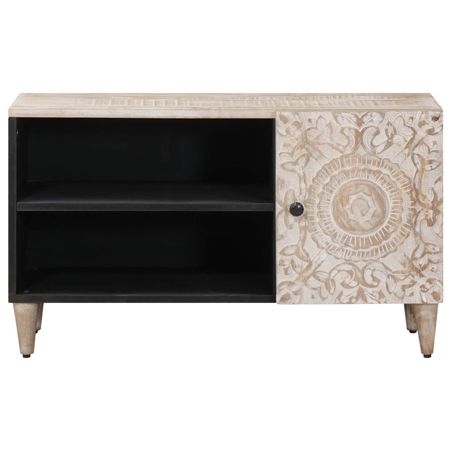 TV-skap med hylle Hvit 80 x 31,5 x 46 cm Massiv mango tre