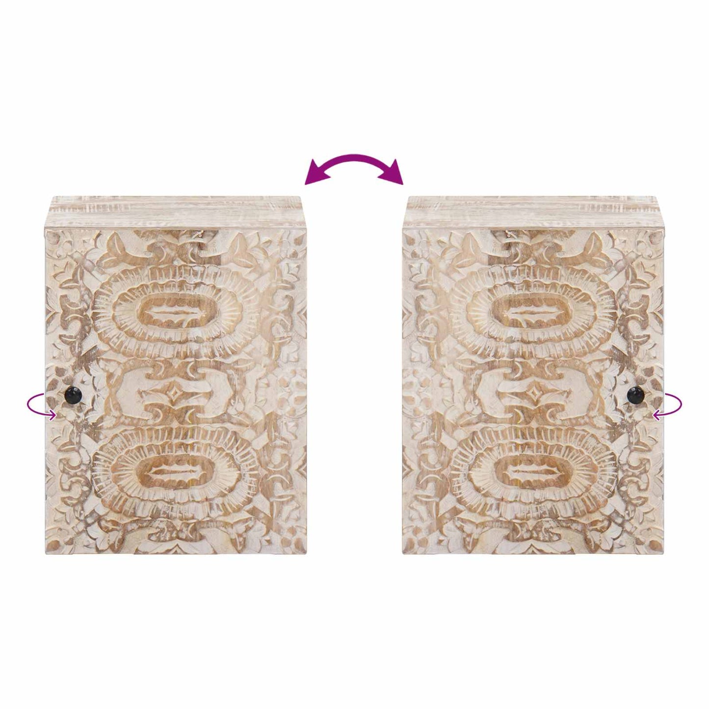 Baderom Hengende Skap Hvit 38 x 33,5 x 48 cm Massiv mango tre