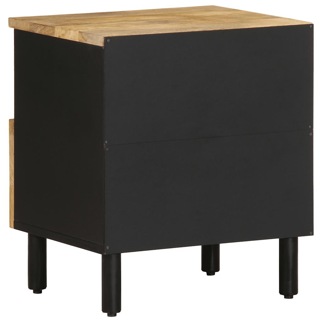 Nattbord svart 40x33x46 cm grovt heltre mangotre