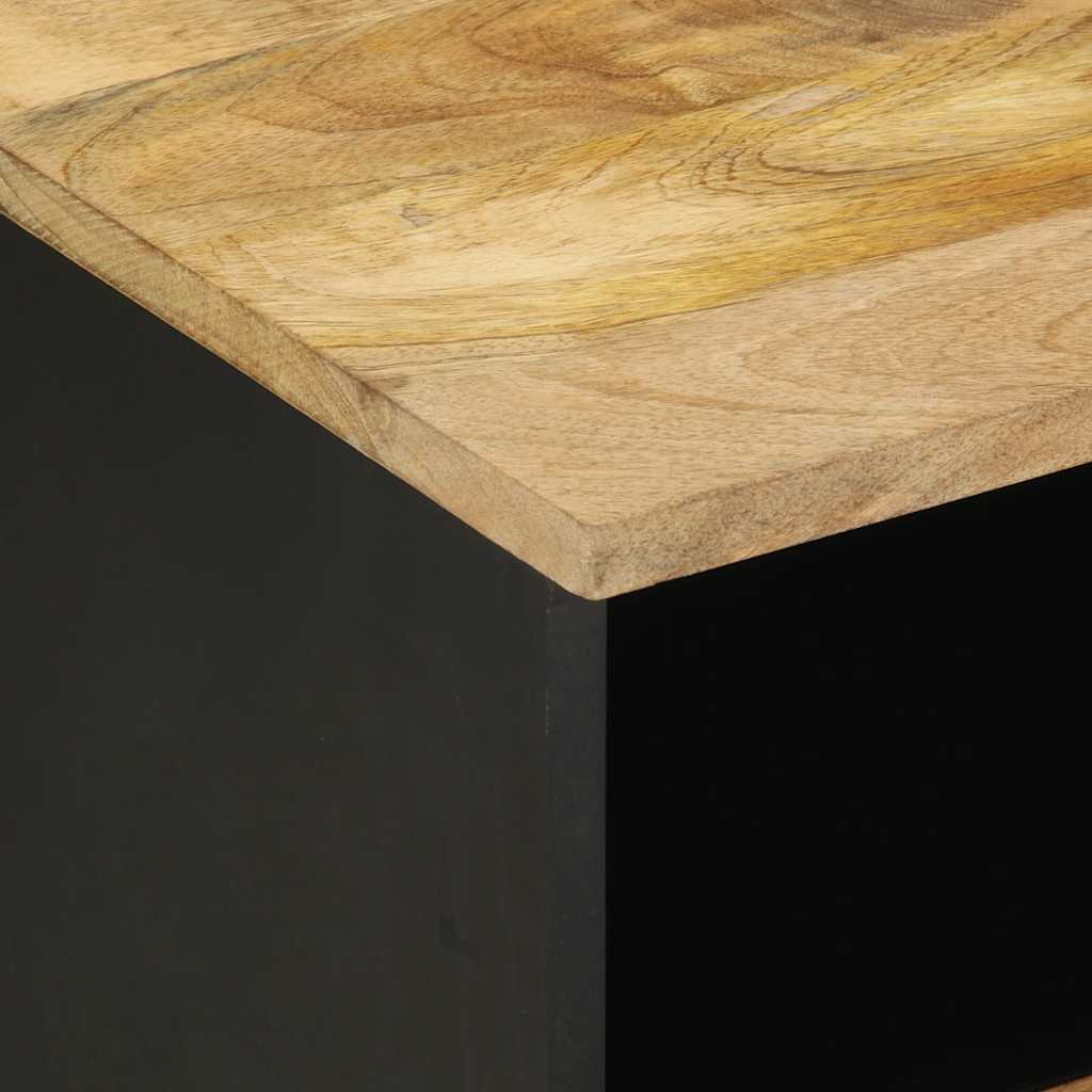 Nattbord svart 40x33x46 cm grovt heltre mangotre