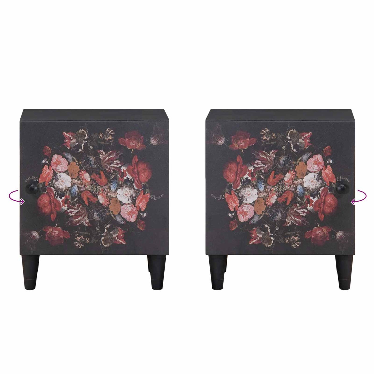 Nattbord med dør 2 pcs Svart 40 x 33 x 46 cm Massiv mango tre