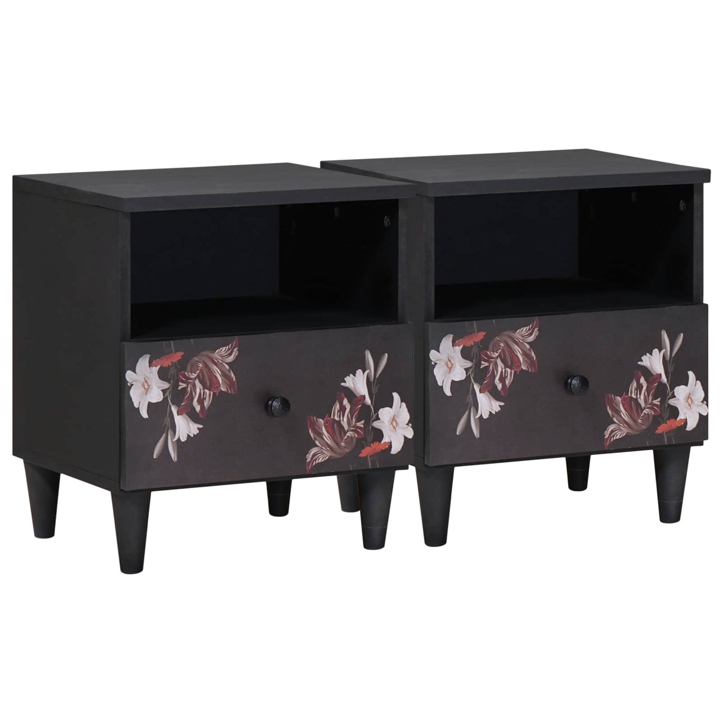 Nattbord med skuff 2 pcs Brun 40 x 33 x 46 cm Massiv mango tre