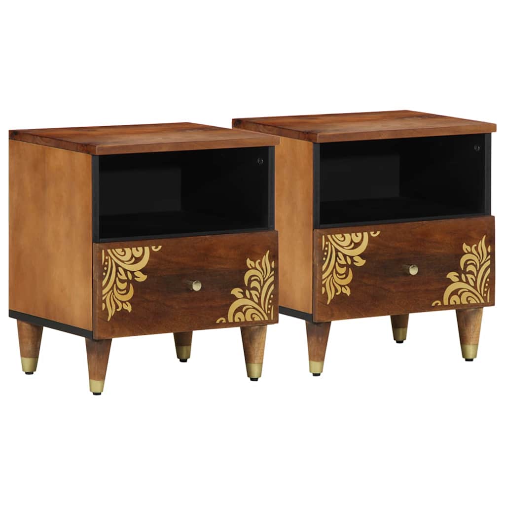 Nattbordskap med skuff 2 pcs Honning brun 40 x 33 x 46 cm