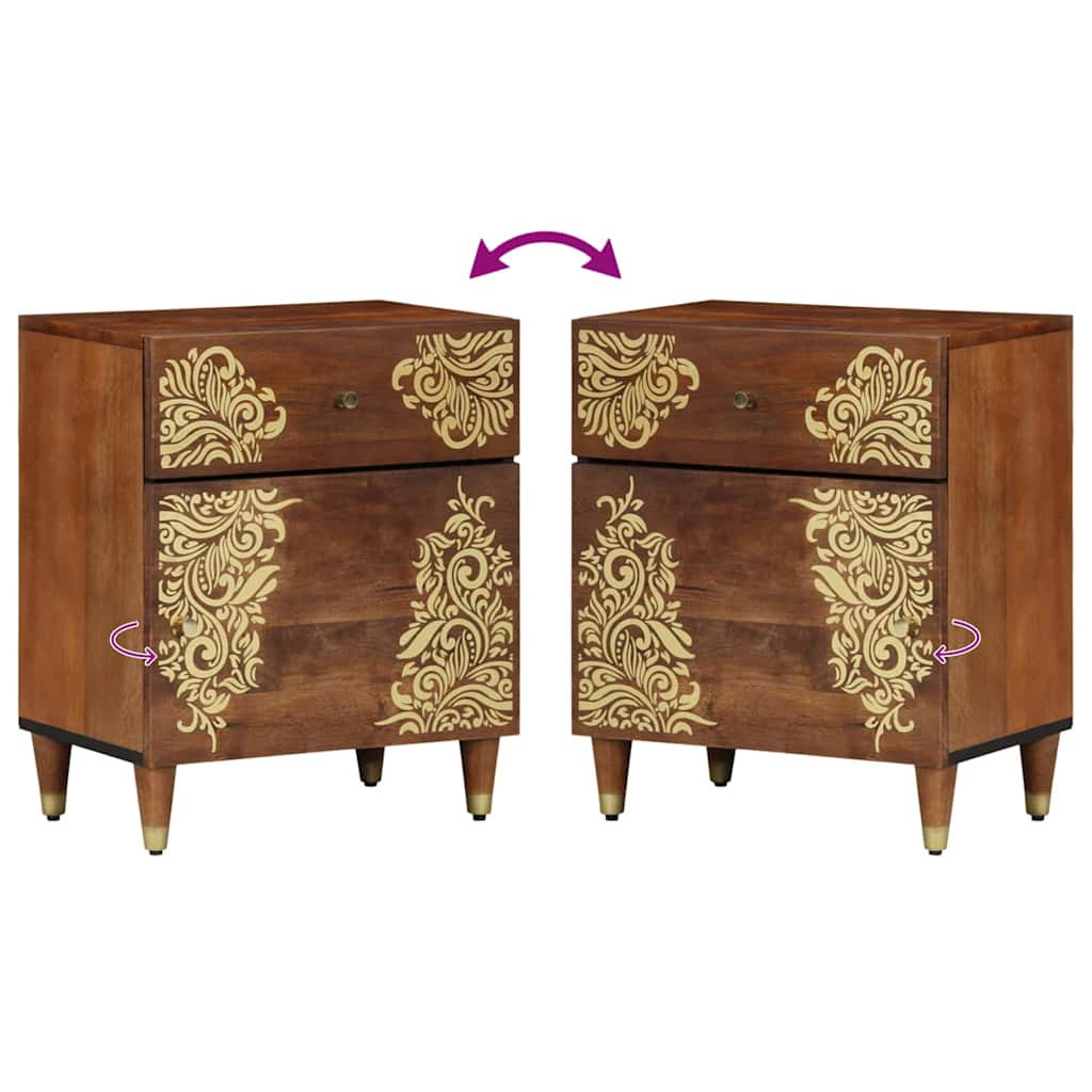 Nattbord med dør Honning brun 50 x 33 x 60 cm Massiv mango tre