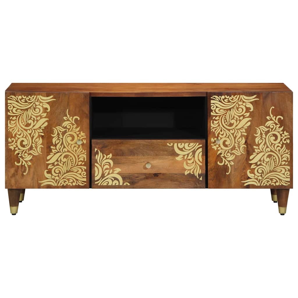 TV-skap med dør Honning brun 105 x 33 x 46 cm Massiv mango tre