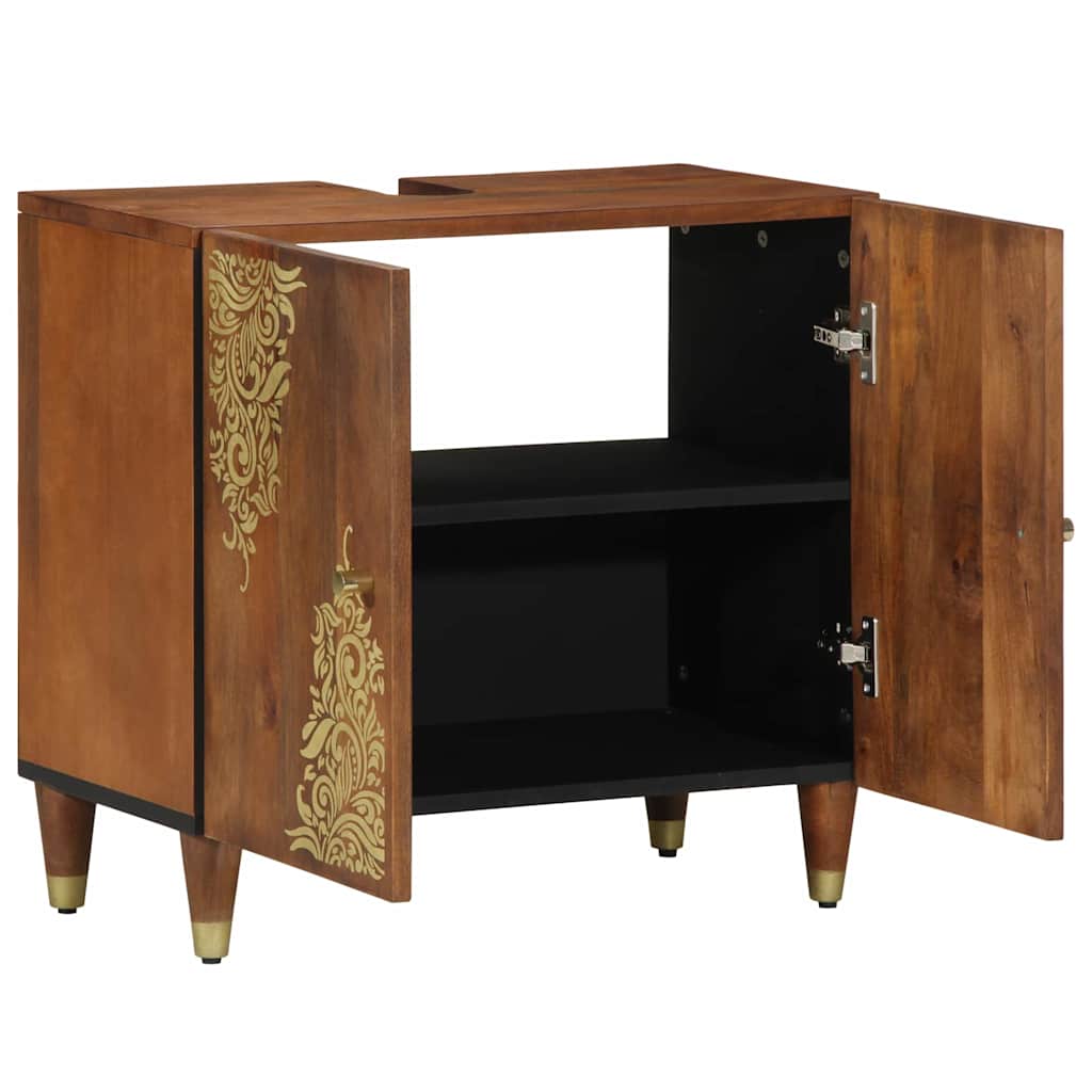 Vaskeskap med dør Honning brun 62 x 33 x 58 cm Massiv mango tre