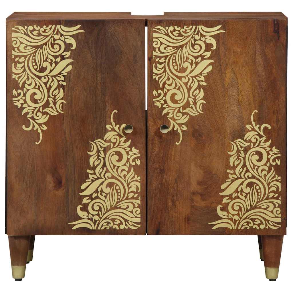 Vaskeskap med dør Honning brun 62 x 33 x 58 cm Massiv mango tre