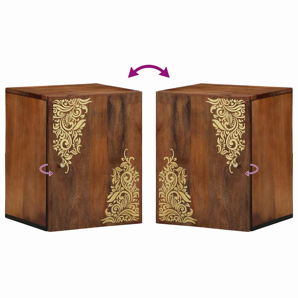 Veggskap med dør Honning brun 38 x 33 x 48 cm Massiv mango tre