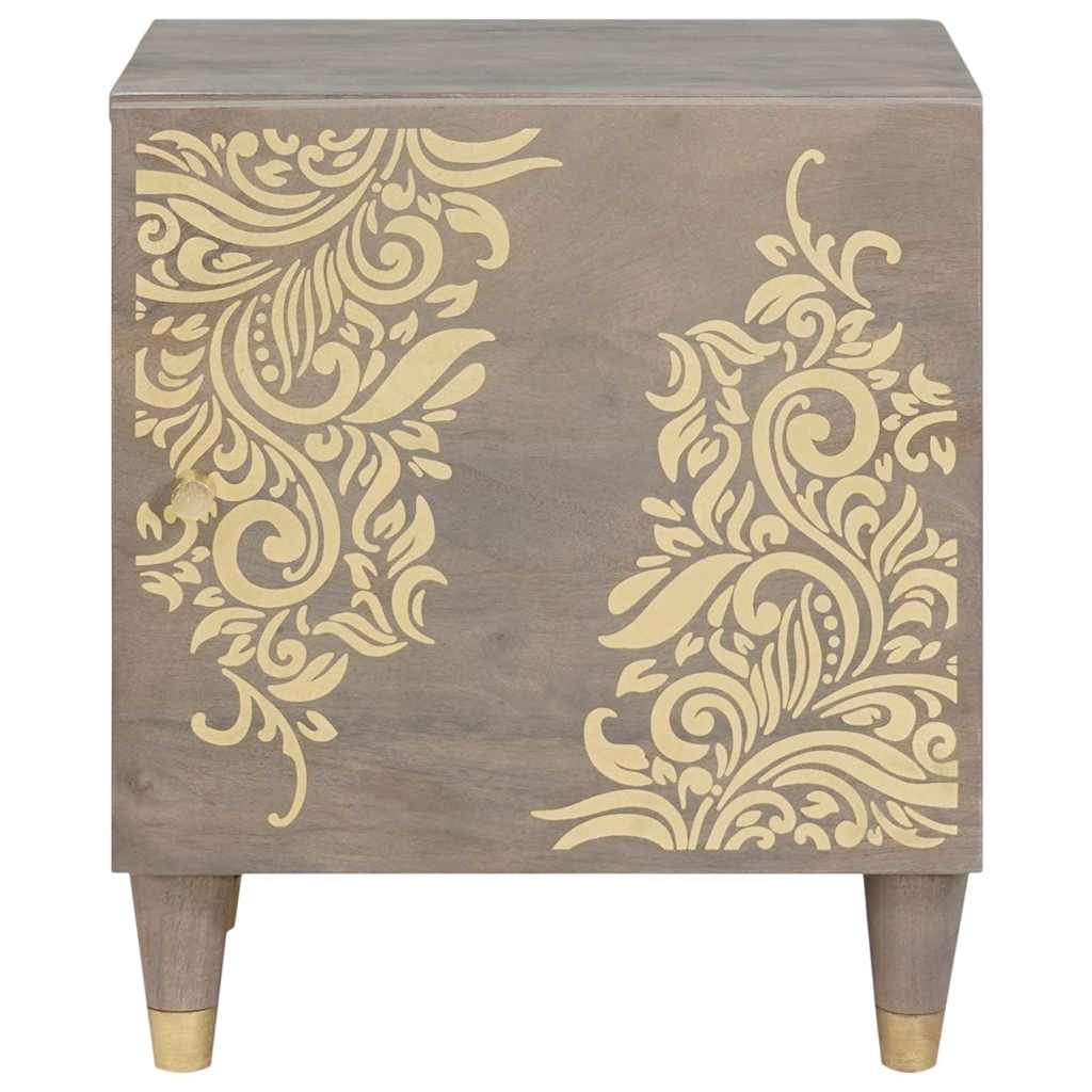 Nattbord med dør 2 pcs Grå 40 x 33 x 46 cm Massiv mango tre