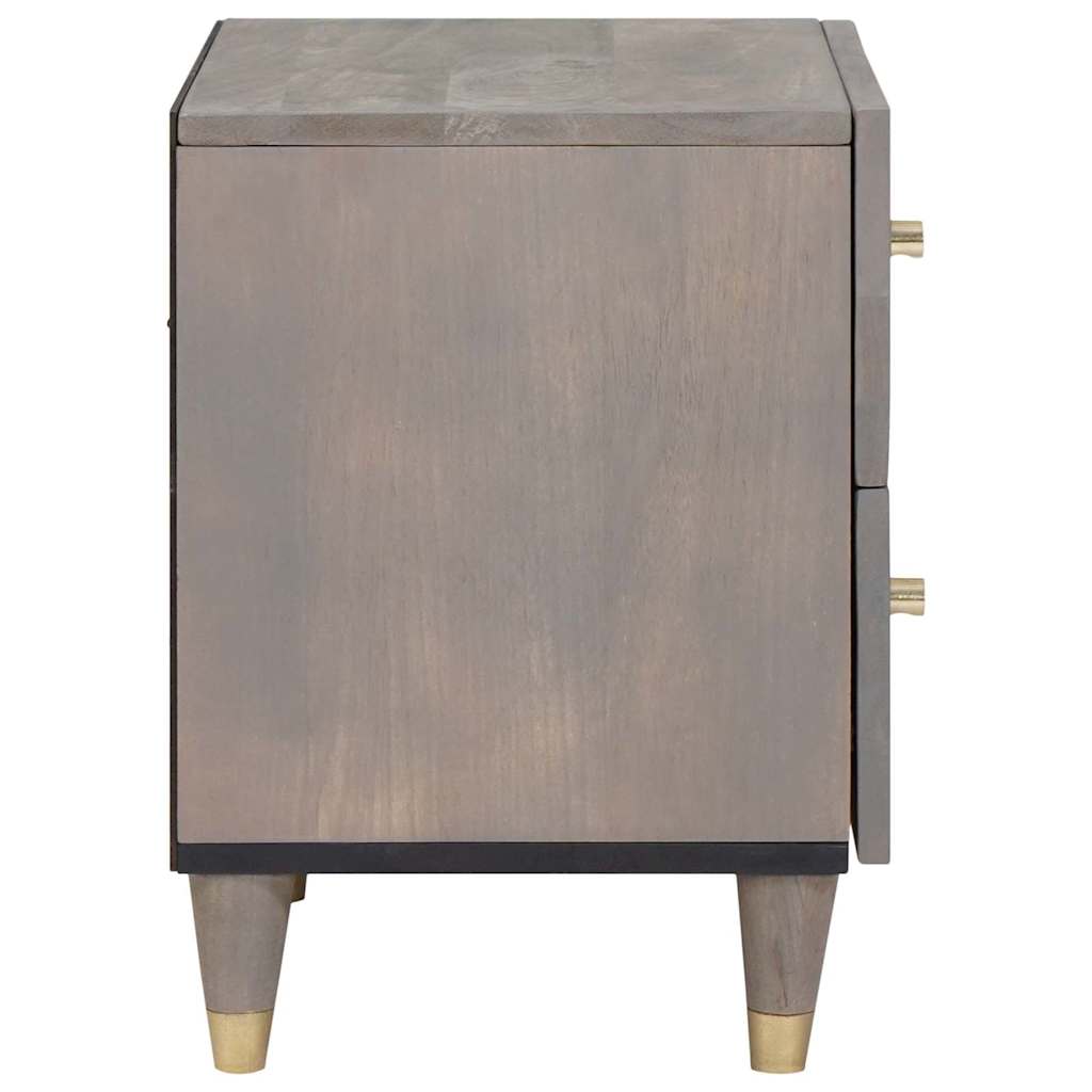 Nattbordskap 2 pcs Grå 40 x 33 x 46 cm Massiv mango tre