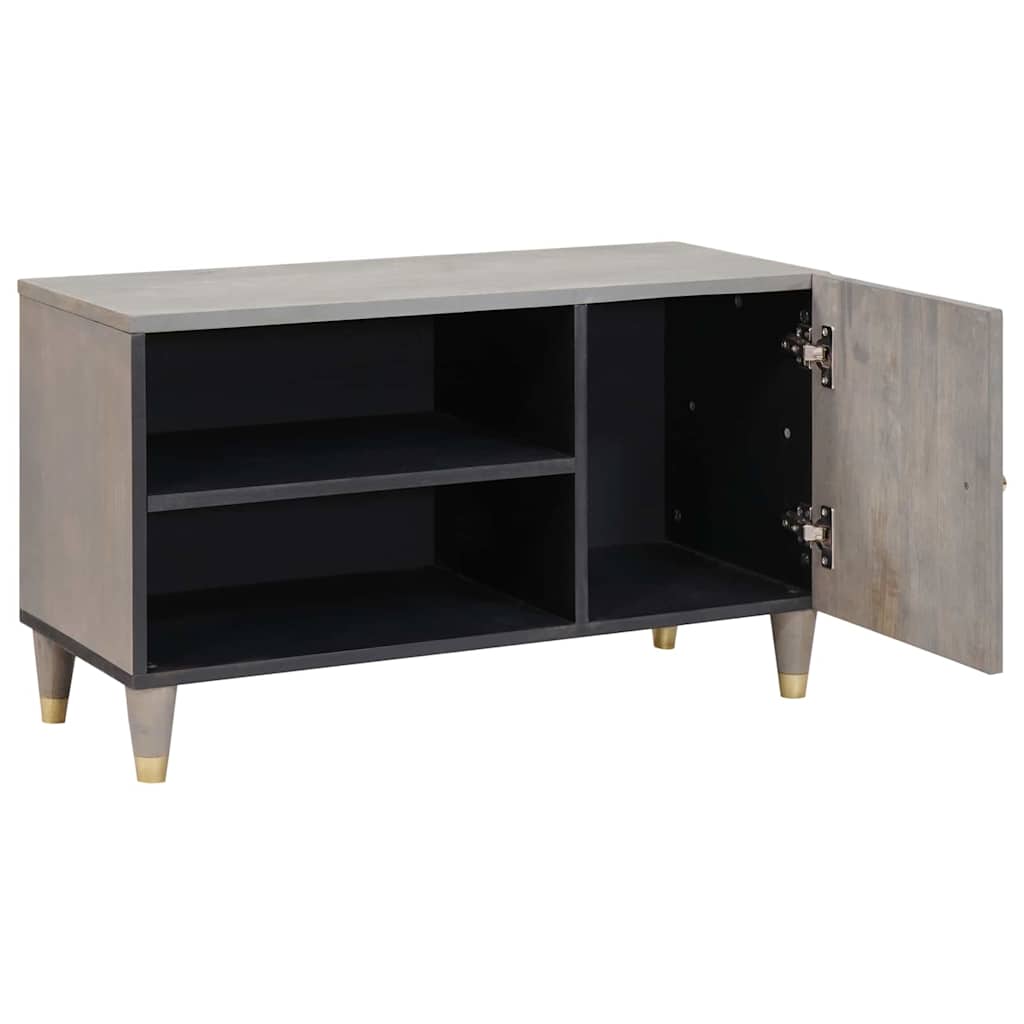 TV-skap med hylle med dør Grå 80 x 33 x 46 cm Massiv mango tre