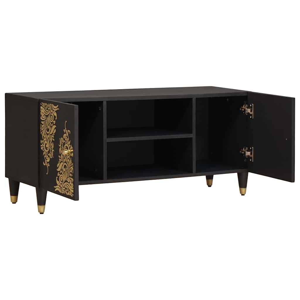 TV-skap med hylle Svart 105 x 33 x 46 cm Massiv mango tre