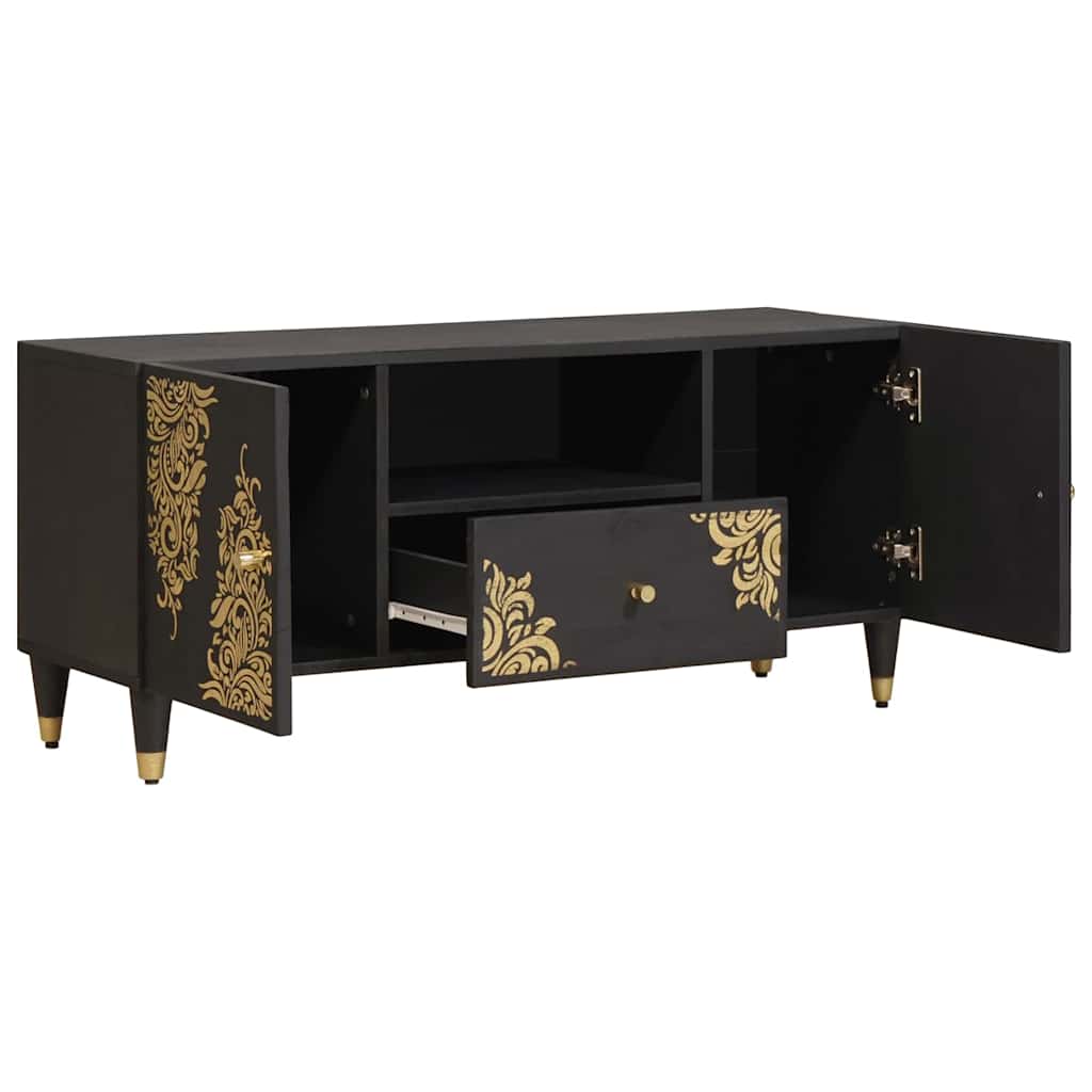 TV-skap med skuff Svart 105 x 33 x 46 cm Massiv mango tre