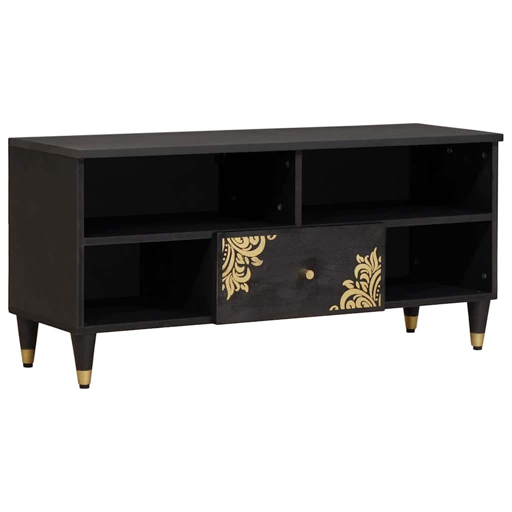 TV-skap med skuff Svart 100 x 33 x 46 cm Massiv mango tre