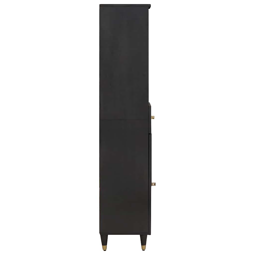 Baderomsskap med skuff Svart 38 x 33 x 160 cm Massiv mango tre