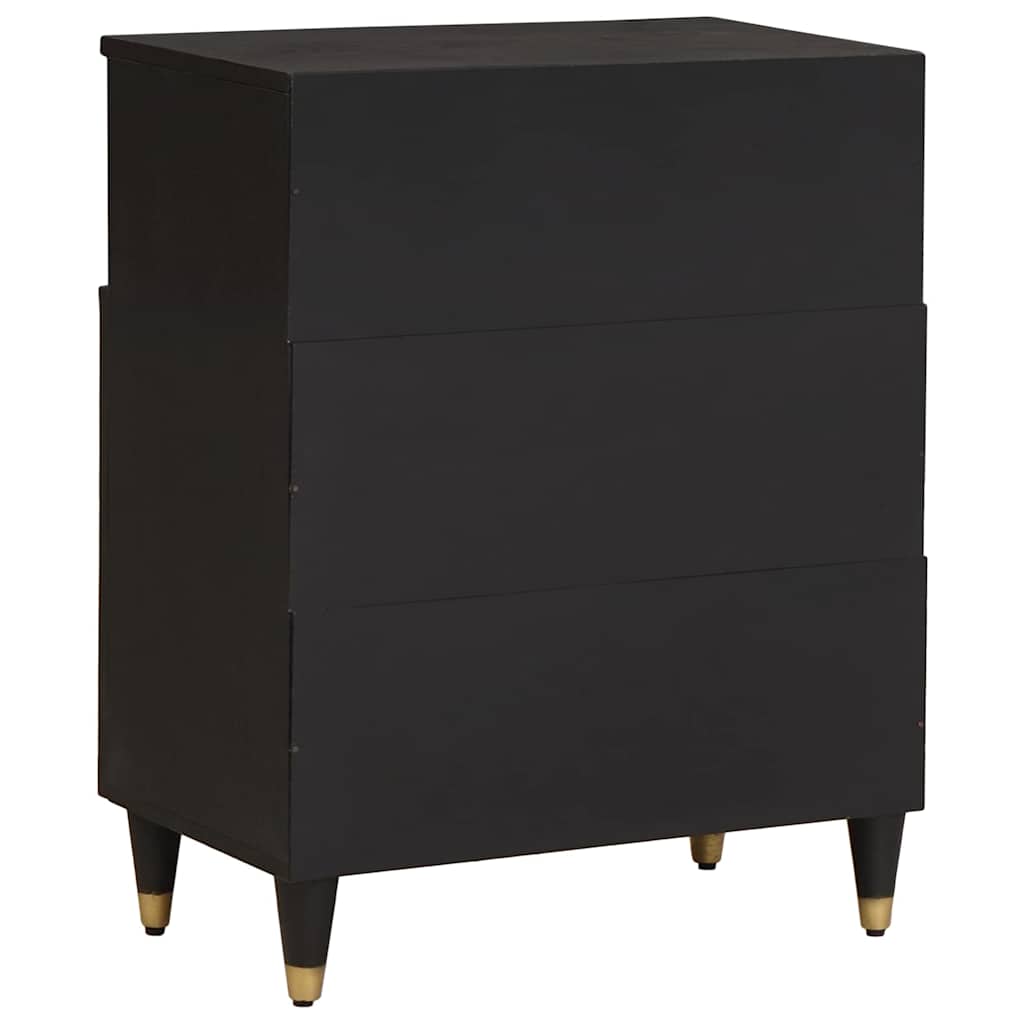 Serviesskap med hylle Svart 60 x 33 x 75 cm Massiv mango tre
