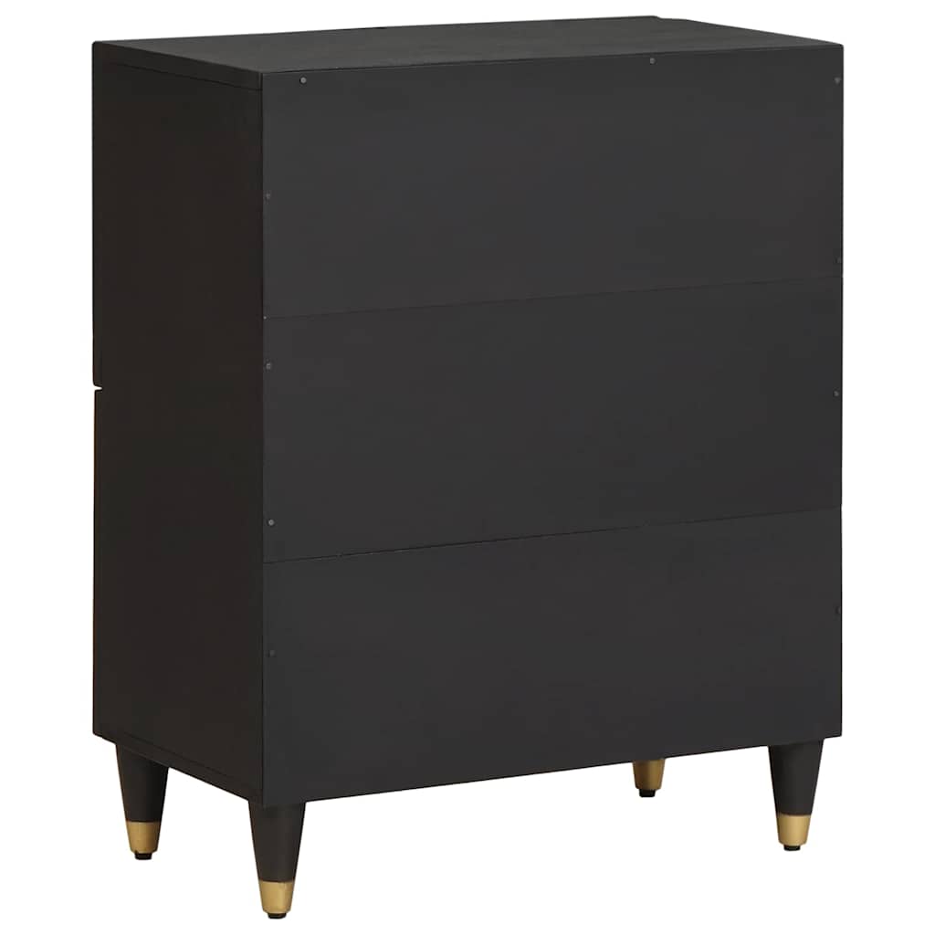 Serviesskap med hylle Svart 60 x 33 x 75 cm Massiv mango tre