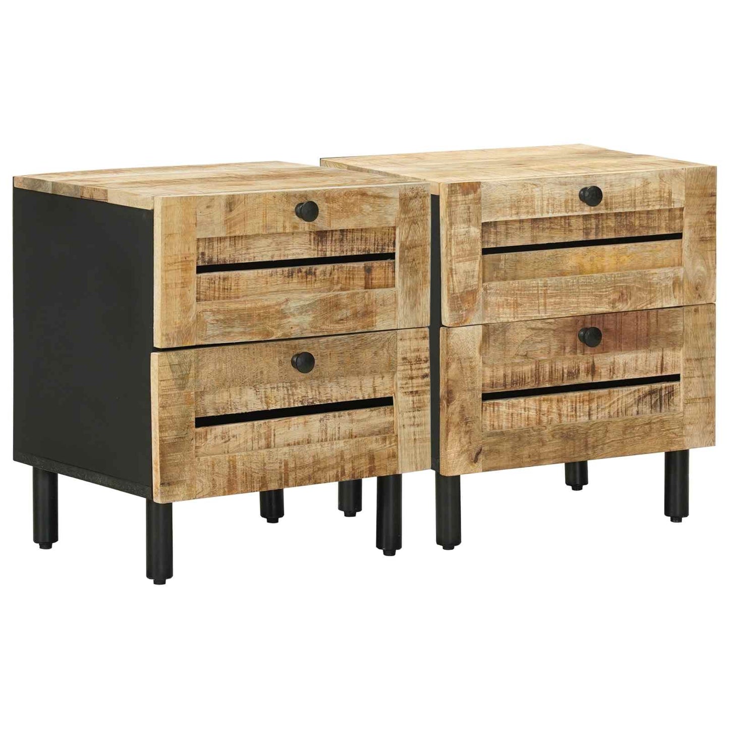 Nattbord 2 stk. Naturlig 40 x 33 x 46 cm Massiv mango tre