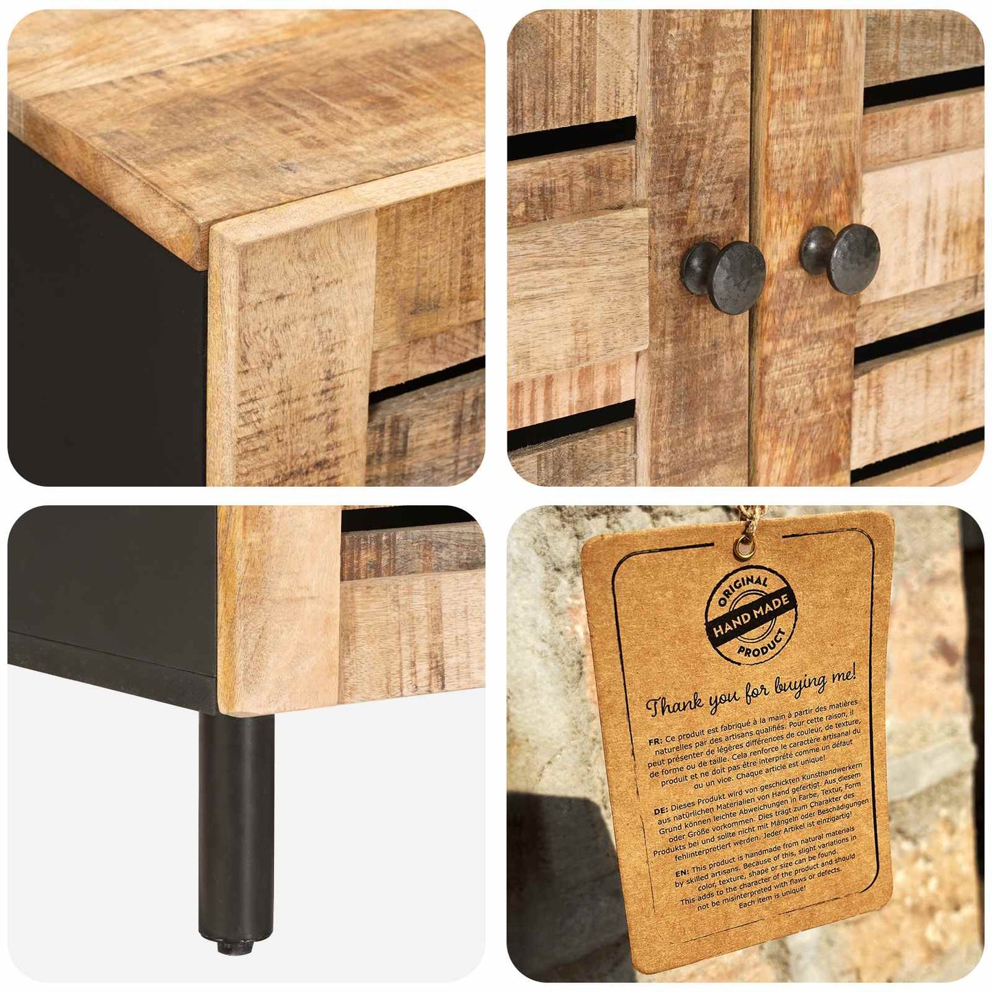 Oppbevaringsskap 60 x 33 x 75 cm Massiv mango tre Naturlig